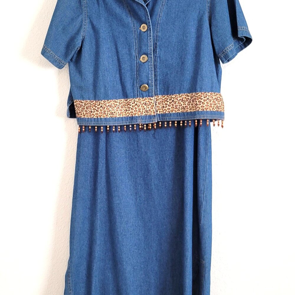 Vintage '90s Sag Harbor Blue Jean Denim Dress Jumper & Jacket Set Sz 8 NWT